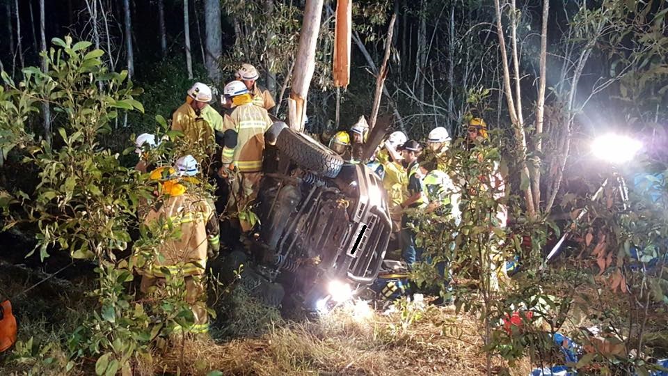 The scene of the crash near Helidon. Photo WIN News Toowoomba The scene of the crash near Helidon. Photo WIN News Toowoomba