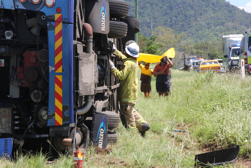 The scene of the fatal bus crash at Cannon Valley on Shute Harbour Road. The scene of the fatal bus crash at Cannon Valley on Shute Harbour Road.