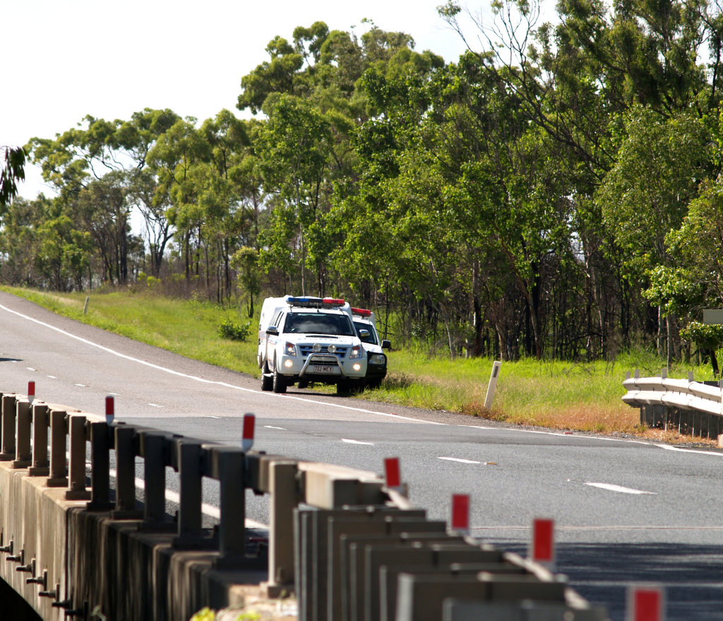 police attend the accident site at Greta Creek. police attend the accident site at Greta Creek.
