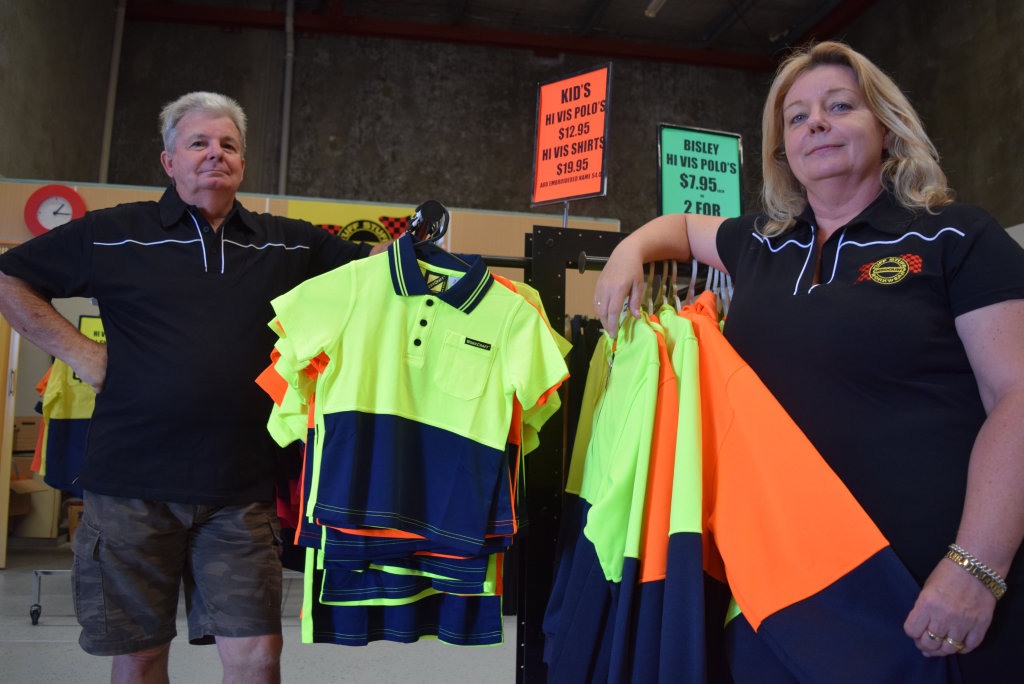 Chris and Kay Halford, owners and managers of Tuffstuff Discount Workwear and Embroidery in Urraween. Chris and Kay Halford, owners and managers of Tuffstuff Discount Workwear and Embroidery in Urraween.