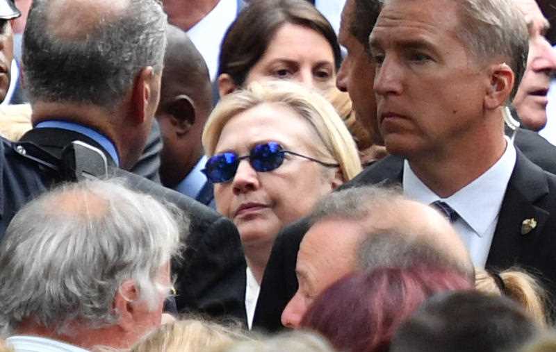 Hillary Clinton, Democratic presidential candidate, attends a memorial ceremony to mark the 15th anniversary of the Sept. 11 attacks in New York on Sept. 11, 2016. 68-year-old Clinton left halfway through the ceremony event due to her health problem. According to her doctor, Hillary was diagnosed with pneumonia and got dehydrated. Hillary Clinton, Democratic presidential candidate, attends a memorial ceremony to mark the 15th anniversary of the Sept. 11 attacks in New York on Sept. 11, 2016. 68-year-old Clinton left halfway through the ceremony event due to her health problem. According to her doctor, Hillary was diagnosed with pneumonia and got dehydrated.