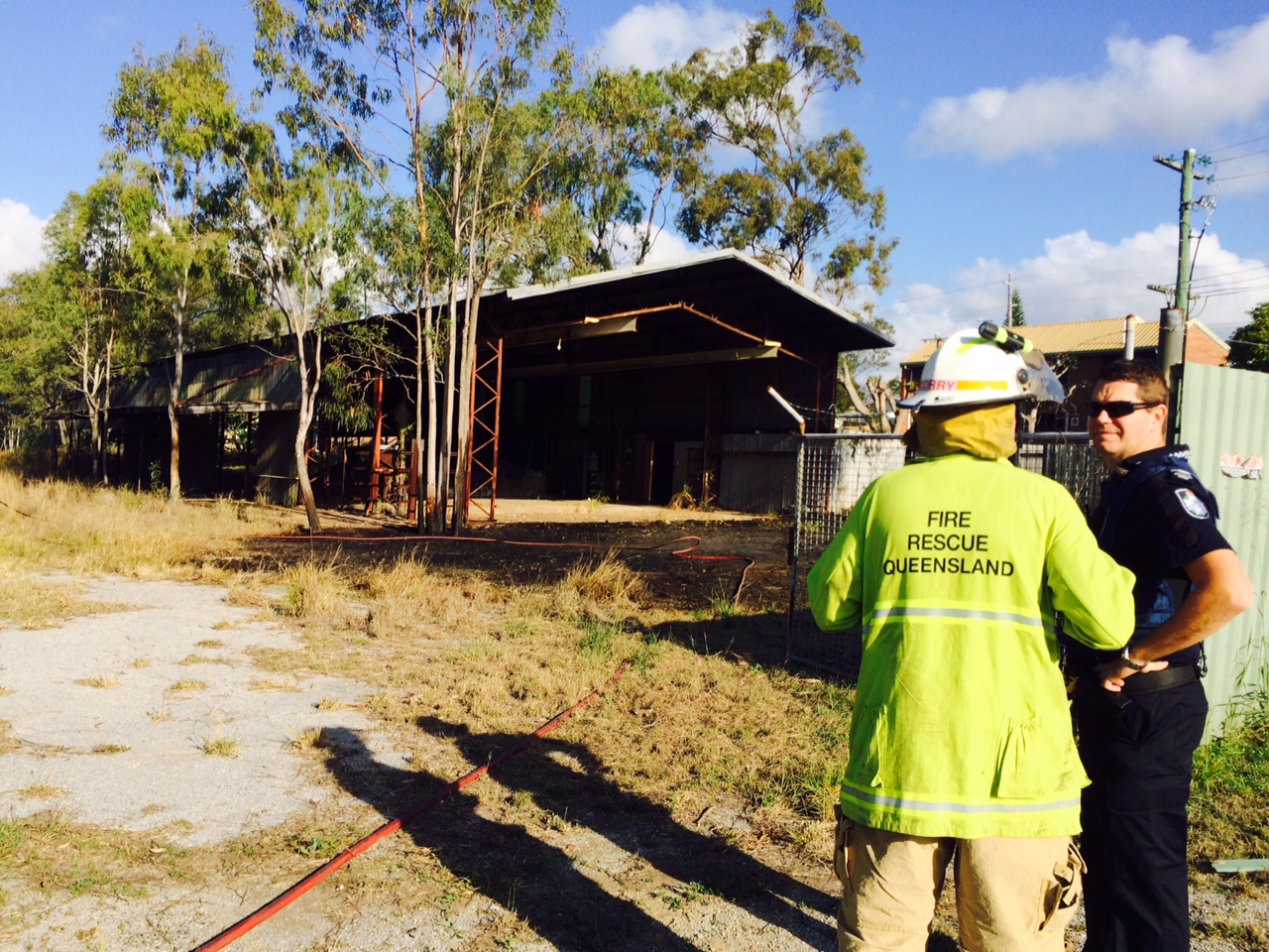 Gladstone fire crews at a grass fire at Beak St. Gladstone fire crews at a grass fire at Beak St.