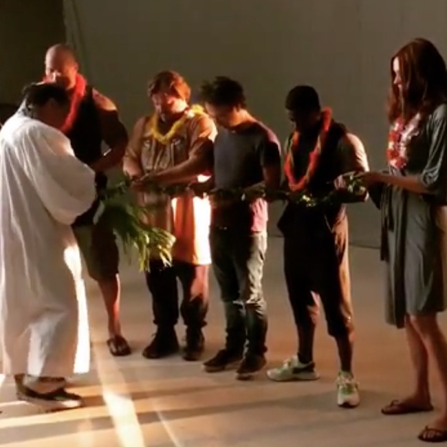 The cast of the Jumanji remake get blessed ahead of filming. The cast of the Jumanji remake get blessed ahead of filming.
