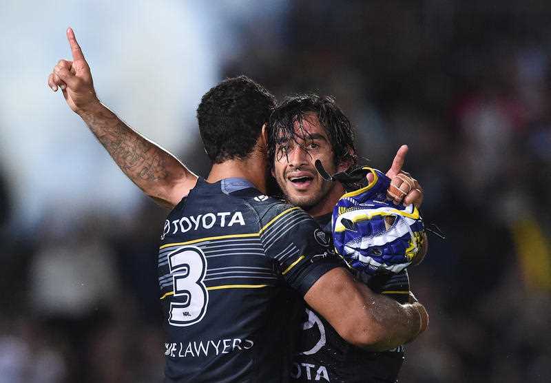 Cowboys captain Jonathan Thurston reacts after the NRL semi-final match between the North Queensland Cowboys and the Brisbane Broncos at 1300 Smiles Stadium in Townsville , Friday, Sept. 16, 2016. Cowboys captain Jonathan Thurston reacts after the NRL semi-final match between the North Queensland Cowboys and the Brisbane Broncos at 1300 Smiles Stadium in Townsville , Friday, Sept. 16, 2016.