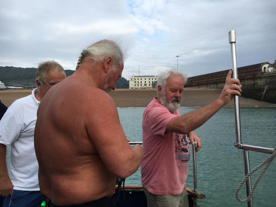Chris Shapland prepares to swim the English Channel. Chris Shapland prepares to swim the English Channel.