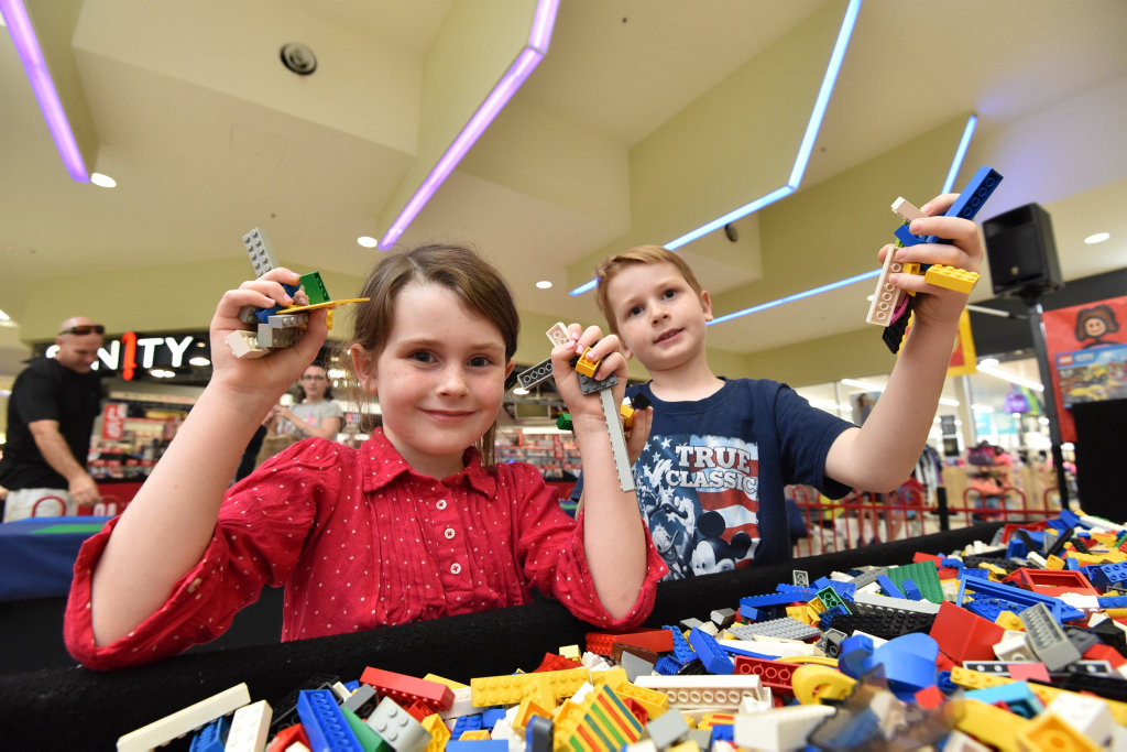 Lego competition at Station Square Shopping Centre - Charlee,5, and Parker,7, Kratzmann from Maryborough ready to build. Lego competition at Station Square Shopping Centre - Charlee,5, and Parker,7, Kratzmann from Maryborough ready to build.