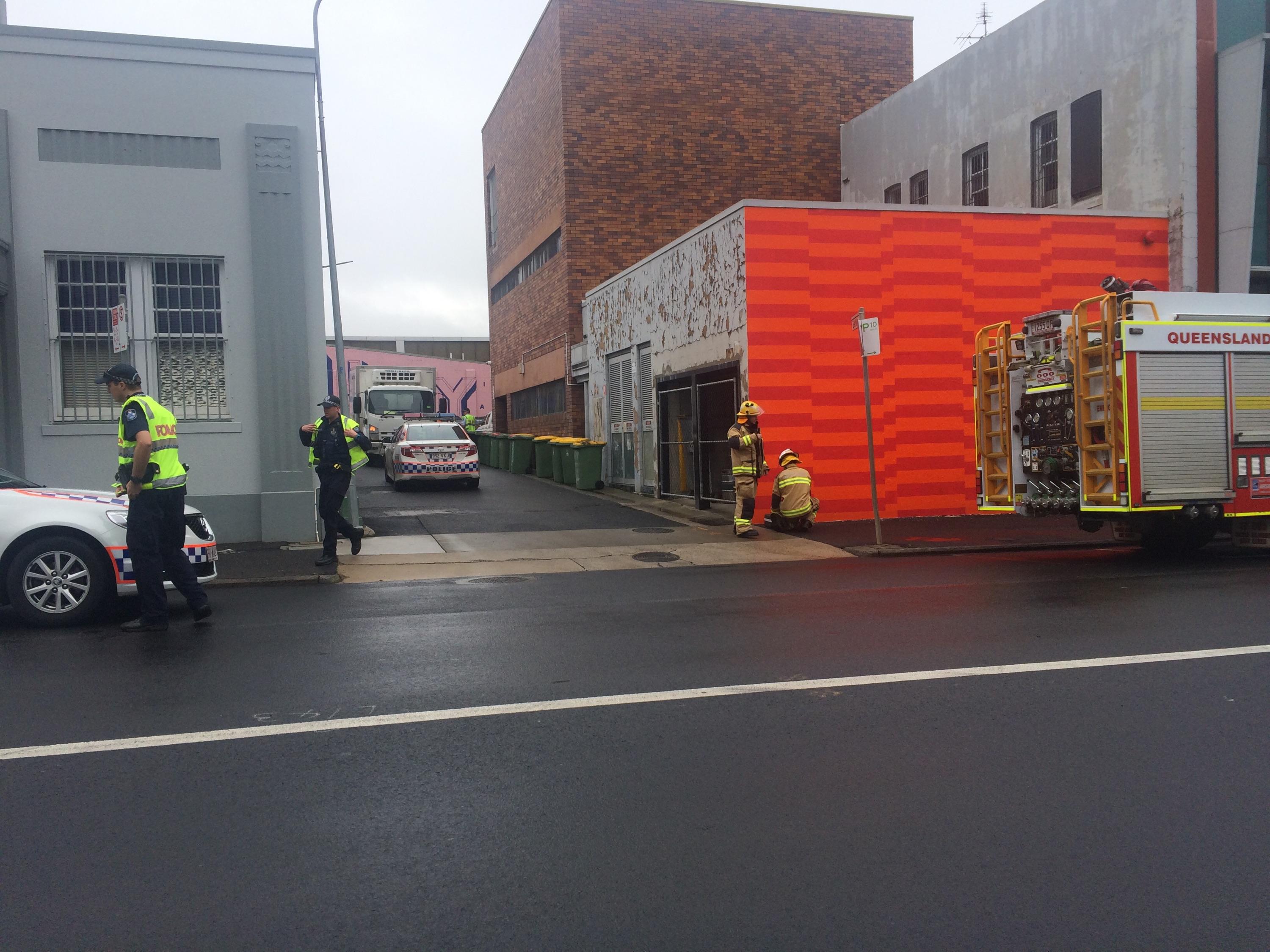 Emergency services at the scene of a gas leak in the Toowoomba CBD. Emergency services at the scene of a gas leak in the Toowoomba CBD.