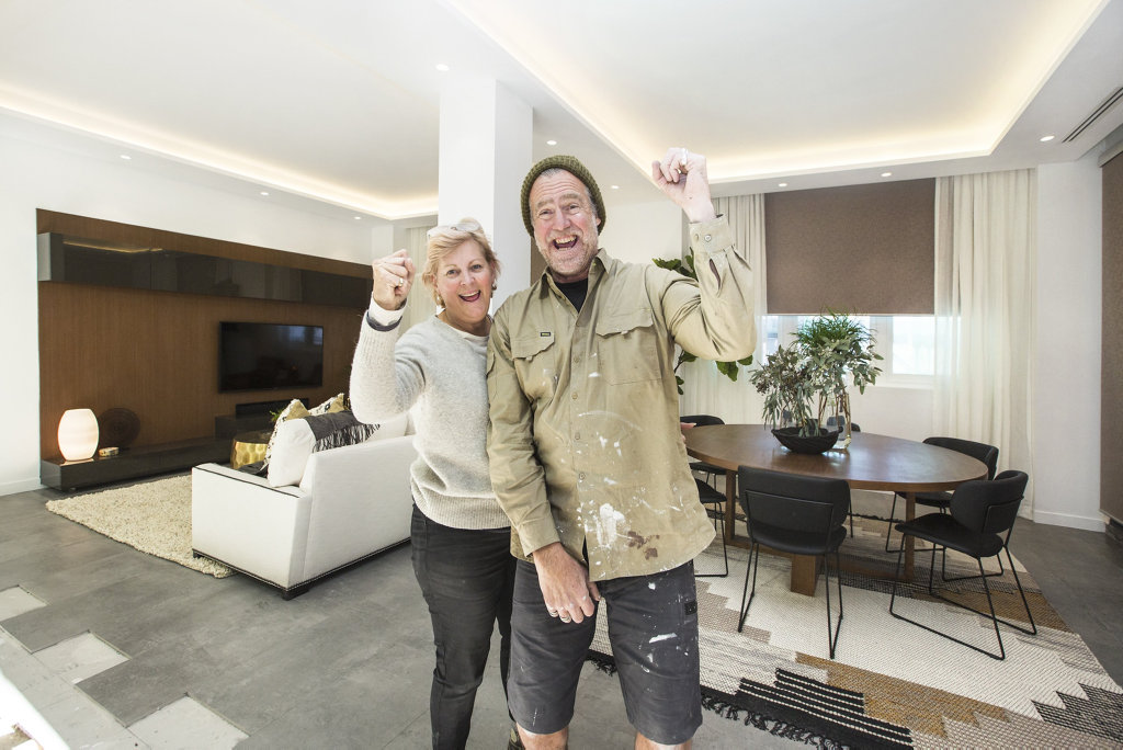Dan and Carleen in their winning living and dining rooms in a scene from The Block. Dan and Carleen in their winning living and dining rooms in a scene from The Block.