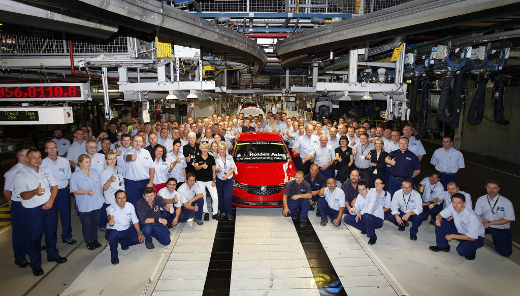 First 2017 Holden Astra rolls off the porduction line in Europe.Photo: Contributed First 2017 Holden Astra rolls off the porduction line in Europe.Photo: Contributed