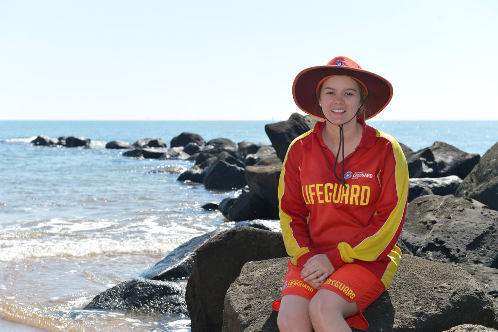 LATE RESCUE: Tiesha Towner was packing up when she noticed four swimmers in a rip at oaks Beach, Burnett Heads. LATE RESCUE: Tiesha Towner was packing up when she noticed four swimmers in a rip at oaks Beach, Burnett Heads.