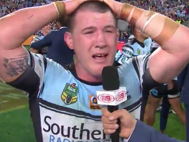 An emotional Paul Gallen after the Cronulla Sharks win the NRL Premiership. An emotional Paul Gallen after the Cronulla Sharks win the NRL Premiership.