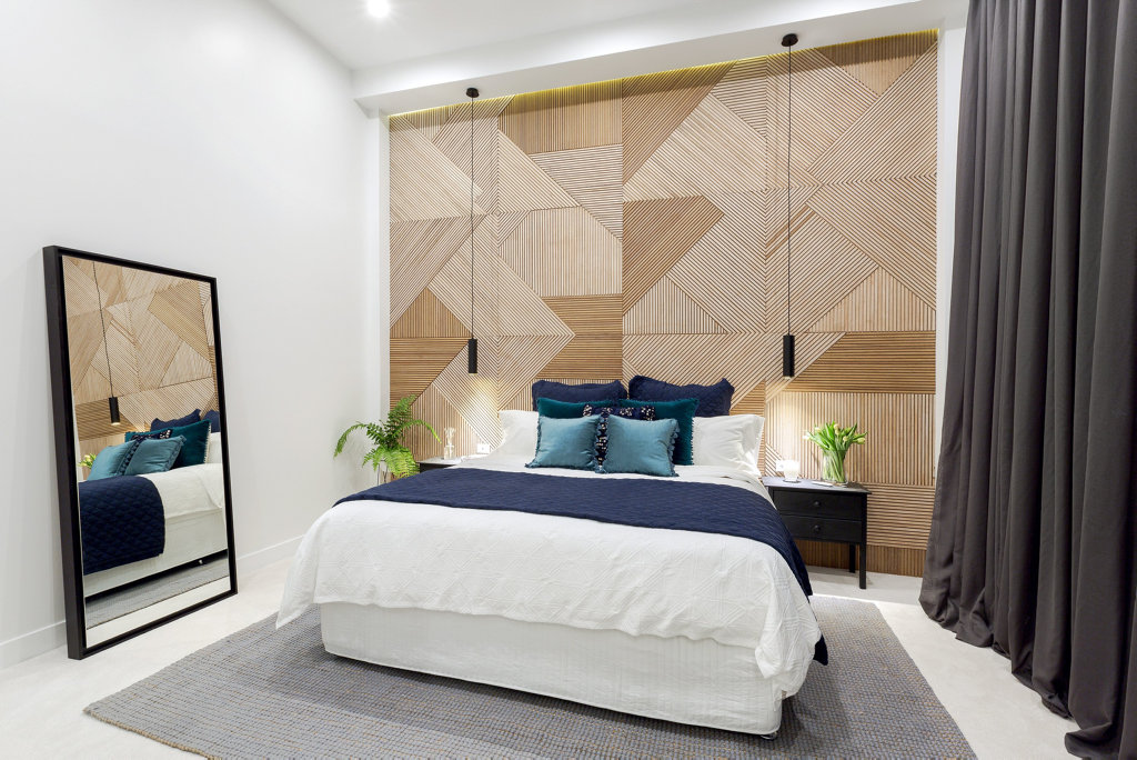 Will and Karlie's master bedroom in a scene from The Block. Will and Karlie's master bedroom in a scene from The Block.