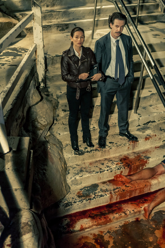 Yael Stone and Noah Taylor in a scene from the TV mini-series Deep Water. Yael Stone and Noah Taylor in a scene from the TV mini-series Deep Water.