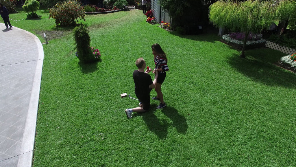 Adrian Dinsmore proposed to Ana Jimenez using a drone.