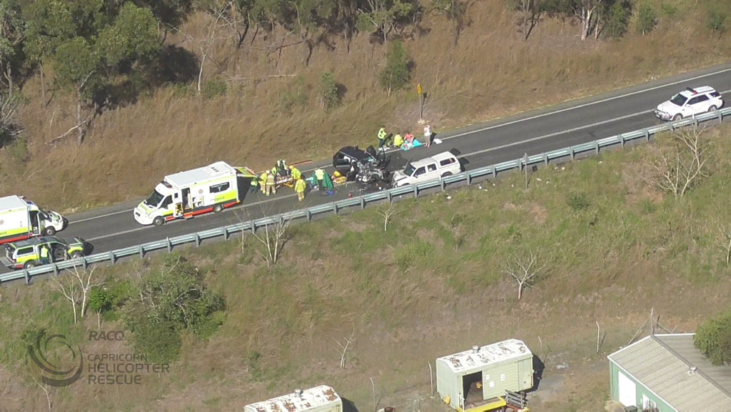 RACQ Capricorn Helicopter Rescue Service airlifted a 26-year-old man to hospital after he was involved in a three-car crash. RACQ Capricorn Helicopter Rescue Service airlifted a 26-year-old man to hospital after he was involved in a three-car crash.