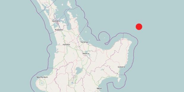 GeoNet indicates the location of the 5.8 magnitude quake off East Cape.
GeoNet indicates the location of the 5.8 magnitude quake off East Cape.