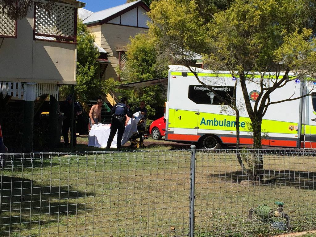 Emergency services at the scene of a stabbing in Maryborough. Emergency services at the scene of a stabbing in Maryborough.