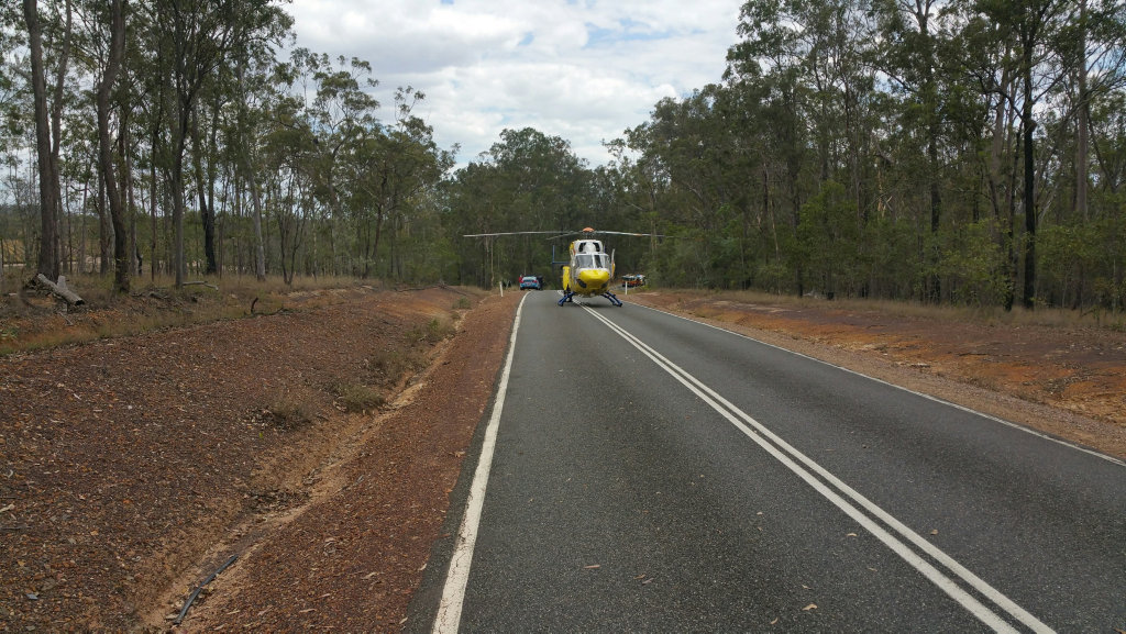 A woman was airlifted by RACQ LifeFlight to Royal Brisbane and Women's Hospital on October 16, following a vehicle incident on the Maryborough-Biggenden Rd. A woman was airlifted by RACQ LifeFlight to Royal Brisbane and Women's Hospital on October 16, following a vehicle incident on the Maryborough-Biggenden Rd.