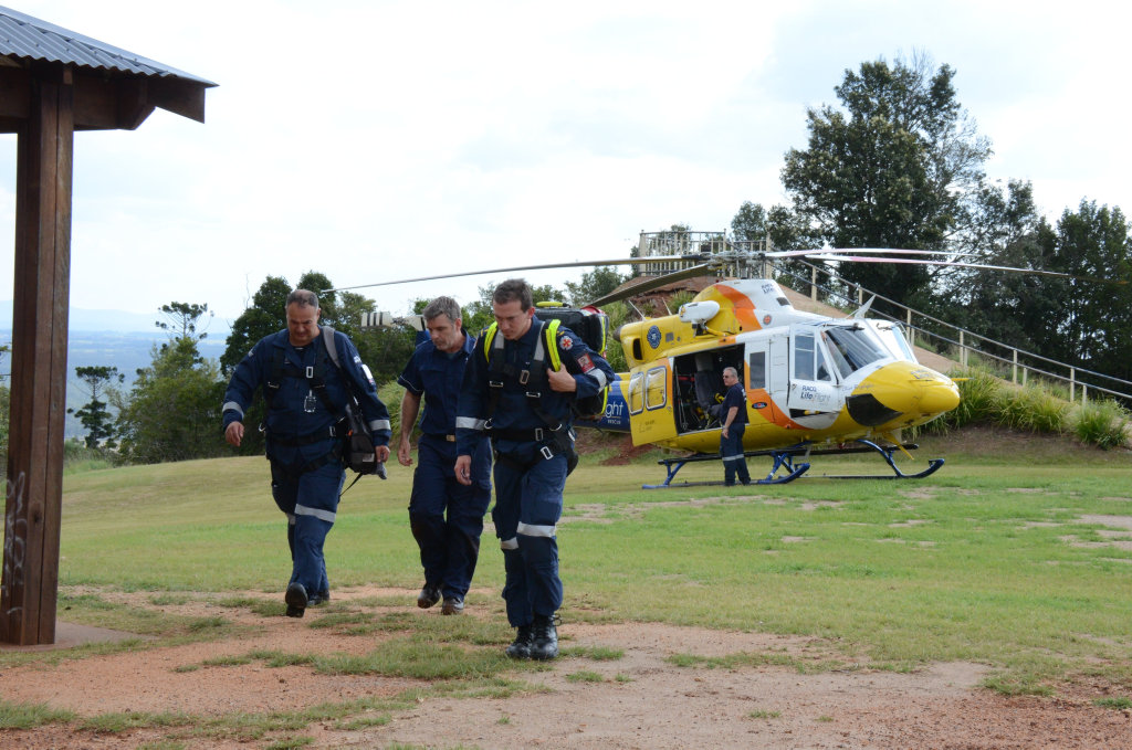 A woman was airlifted to hospital after falling from a horse on Mt Wooroolin on Friday, October 21. A woman was airlifted to hospital after falling from a horse on Mt Wooroolin on Friday, October 21.
