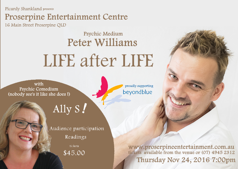 An evening of mediumship, love and laughter with spirit as Peter Williams takes you on a journey to the other side like you have never experienced before.