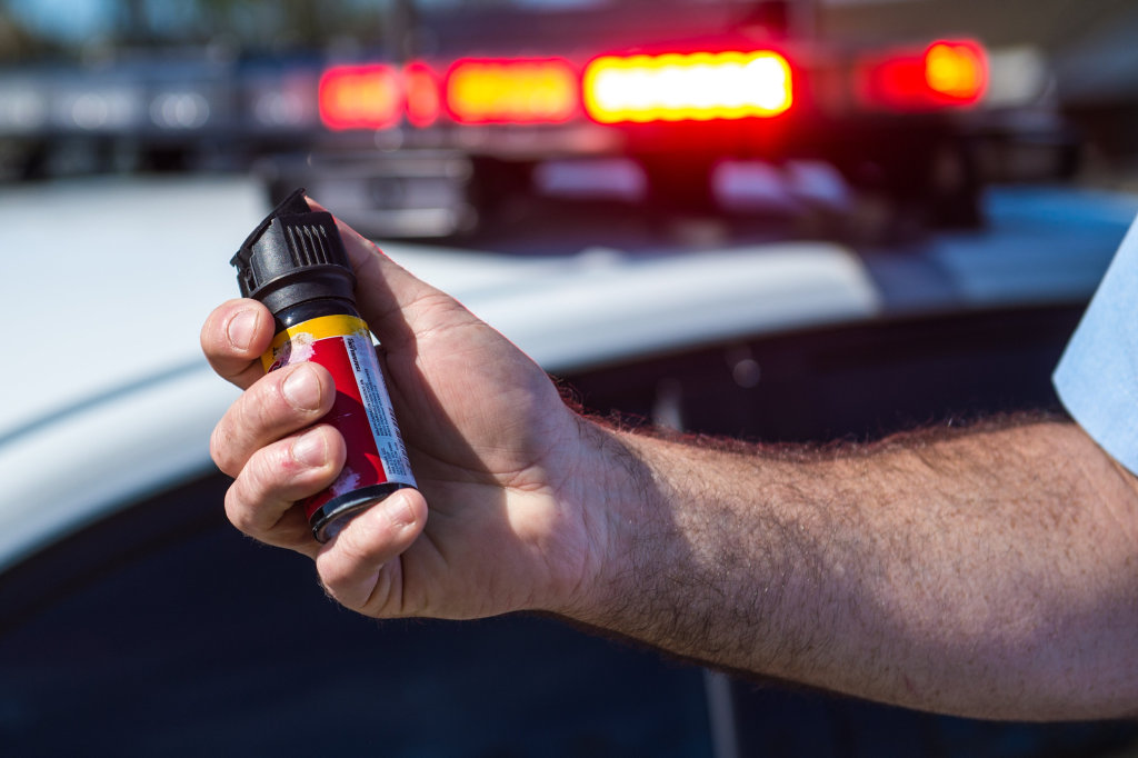 Police were forced to use capsicum spray when arresting a man in Byron Bay on Saturday. Police were forced to use capsicum spray when arresting a man in Byron Bay on Saturday.