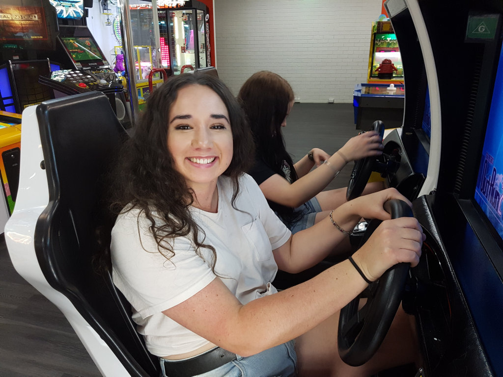 Duvessa Carmody (left) and Taylah Thorne in the new arcade at the Bazinga Entertainment Centre.Photo Contributed
