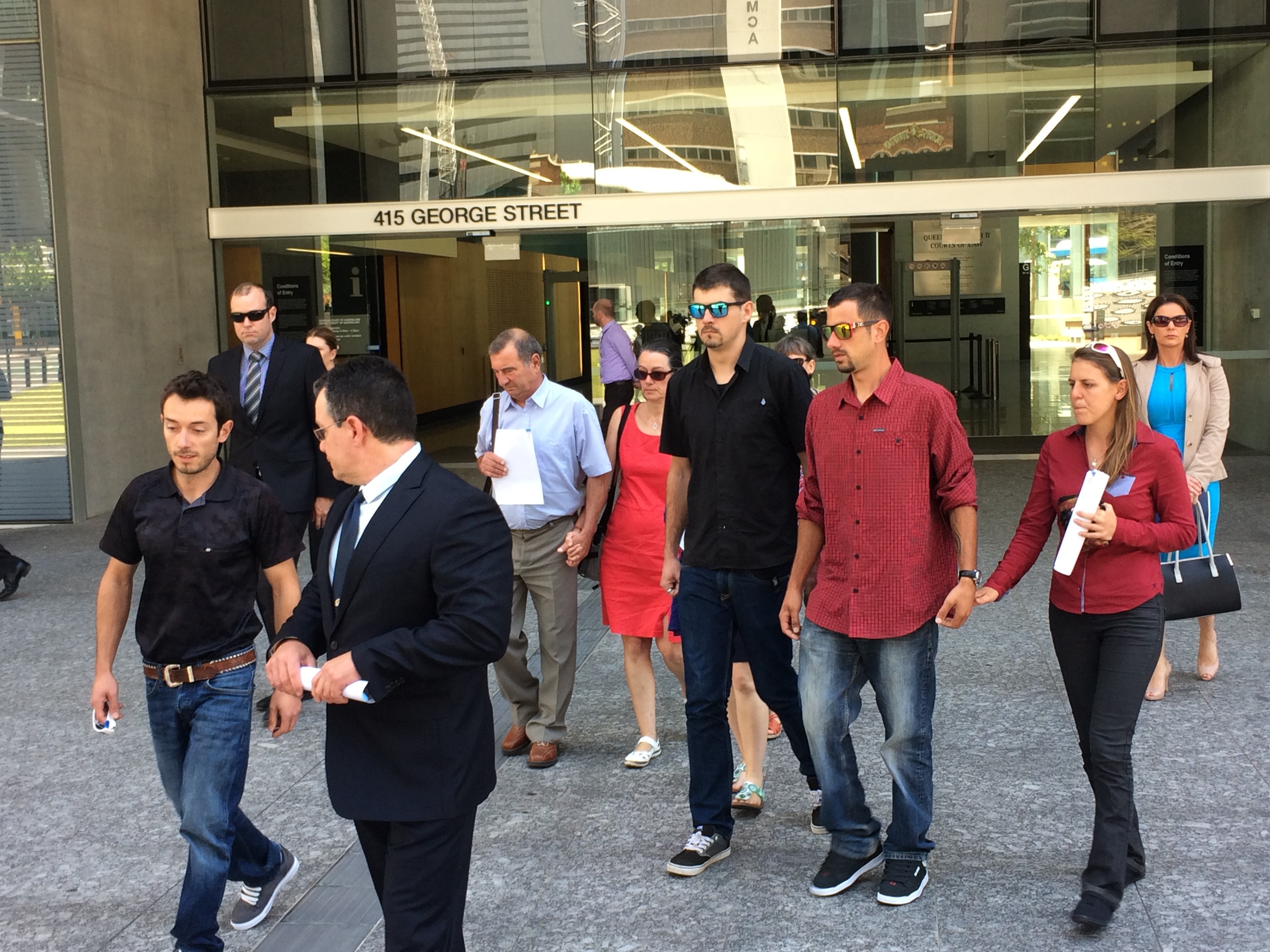 Sophie Collombet's family and boyfriend in front of court after Benjamin James Milward, 28, was sentenced to life in prison for her murder. Sophie Collombet's family and boyfriend in front of court after Benjamin James Milward, 28, was sentenced to life in prison for her murder.