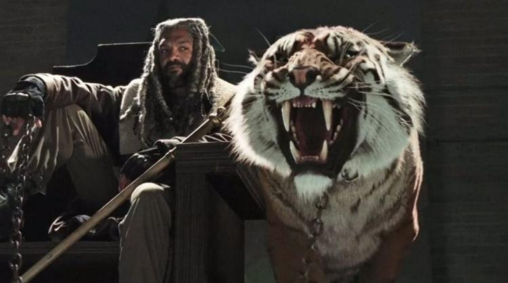 King Ezekiel with his pet tiger, Shiva. King Ezekiel with his pet tiger, Shiva.