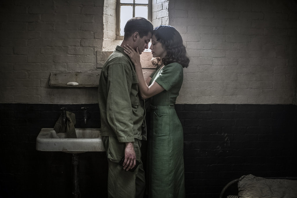 Andrew Garfield and Teresa Palmer in a scene from the movie Hacksaw Ridge. Andrew Garfield and Teresa Palmer in a scene from the movie Hacksaw Ridge.