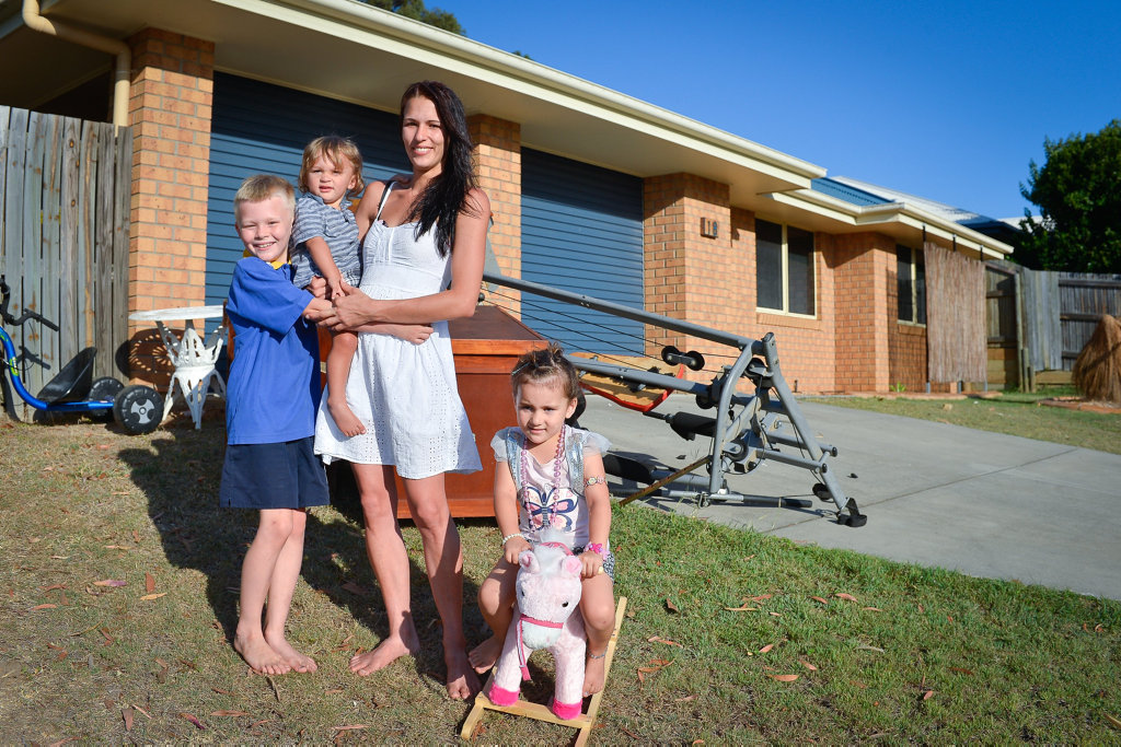 Jai, 8, Reggie, 1, Telitha and Harmony Abbott have nearly managed to find a place for all their belongings in the house that ...... has kindly let them move into. Jai, 8, Reggie, 1, Telitha and Harmony Abbott have nearly managed to find a place for all their belongings in the house that ...... has kindly let them move into.