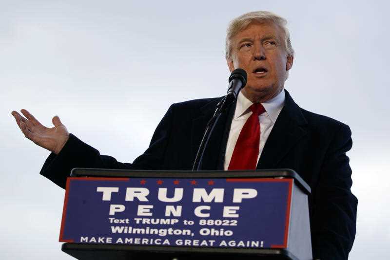 Republican presidential candidate Donald Trump speaks during a campaign rally, Friday, Nov. 4, 2016, in Wilmington, Ohio. Republican presidential candidate Donald Trump speaks during a campaign rally, Friday, Nov. 4, 2016, in Wilmington, Ohio.