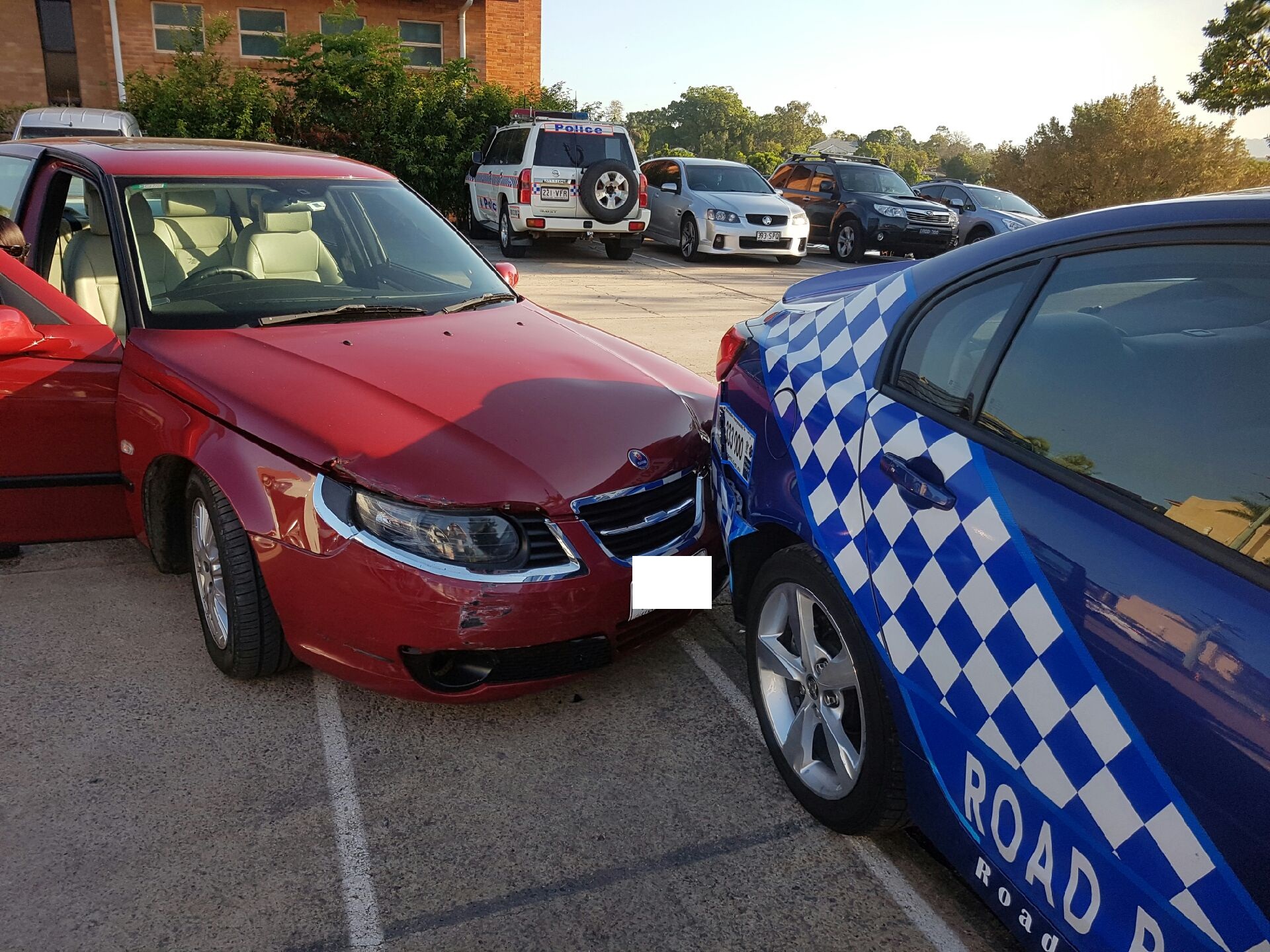 An alleged drink-driver rammed his car into a police vehicle at Nambour. An alleged drink-driver rammed his car into a police vehicle at Nambour.