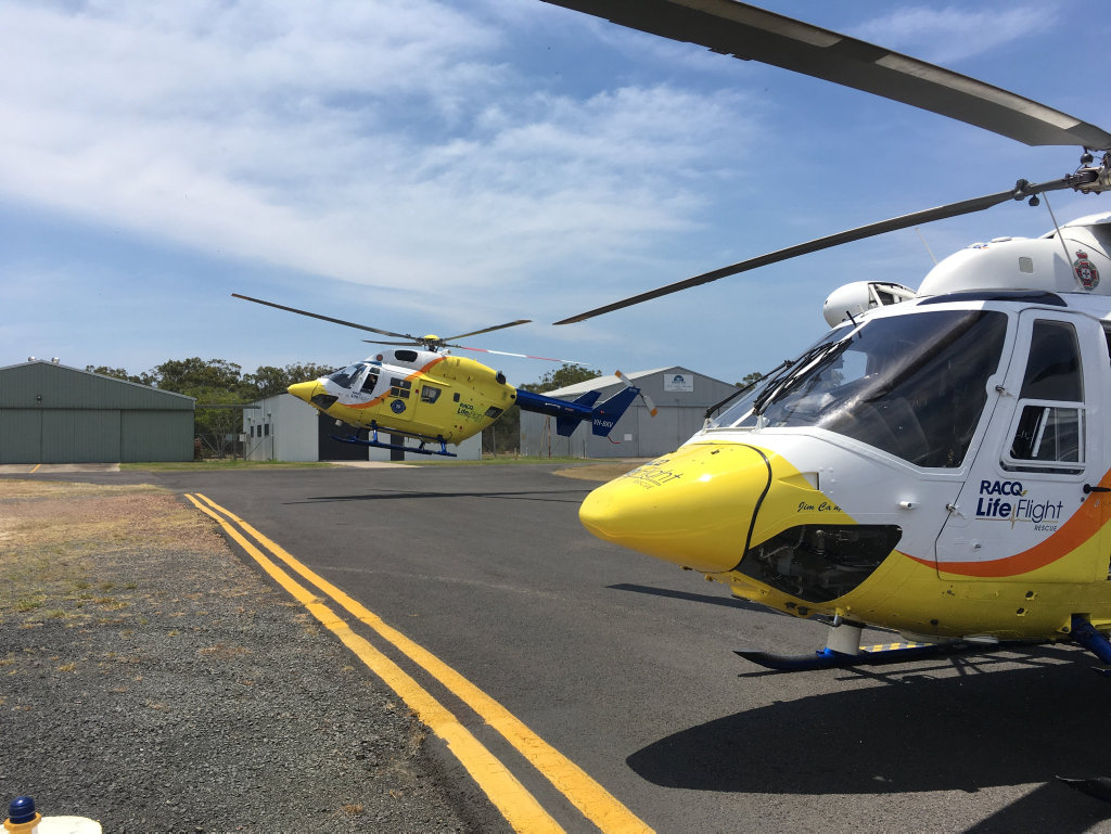 TAKING OFF: Choppers tasked to the search and rescue operation for a man missing in open waters off the east coast of Fraser Island. TAKING OFF: Choppers tasked to the search and rescue operation for a man missing in open waters off the east coast of Fraser Island.