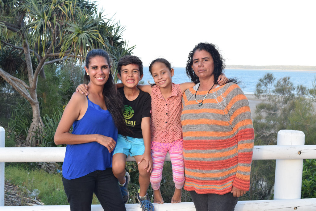 Image for sale: BACK TO COUNTY: (L) Kelly McBride, Lorence Person, Narami Cronin-Mills and Gemma Cronin are moving back to K'Gari to live a traditional Butchulla lifestyle.