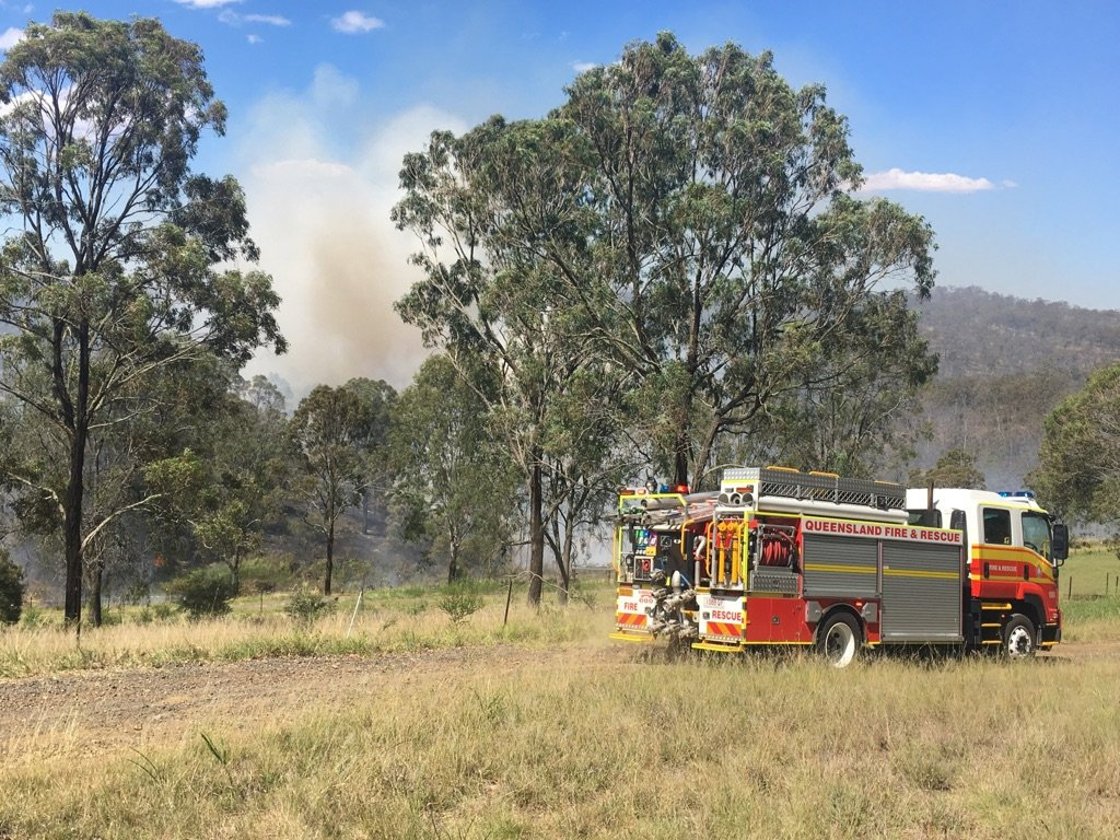 The scene of the fire near a home on a semi-rural property in Flagstone Creek The scene of the fire near a home on a semi-rural property in Flagstone Creek