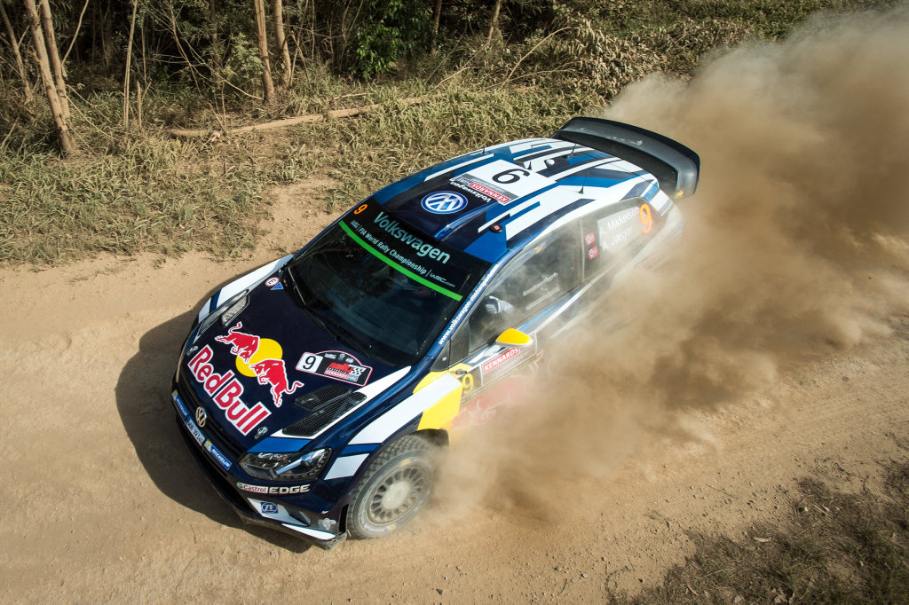 Volkswagen's Andreas Mikkelsen tears up the dust during today's Kennards Hire Rally Australia shakedown in the Wedding Bells State Forest, west of Woolgoolga. Volkswagen's Andreas Mikkelsen tears up the dust during today's Kennards Hire Rally Australia shakedown in the Wedding Bells State Forest, west of Woolgoolga.