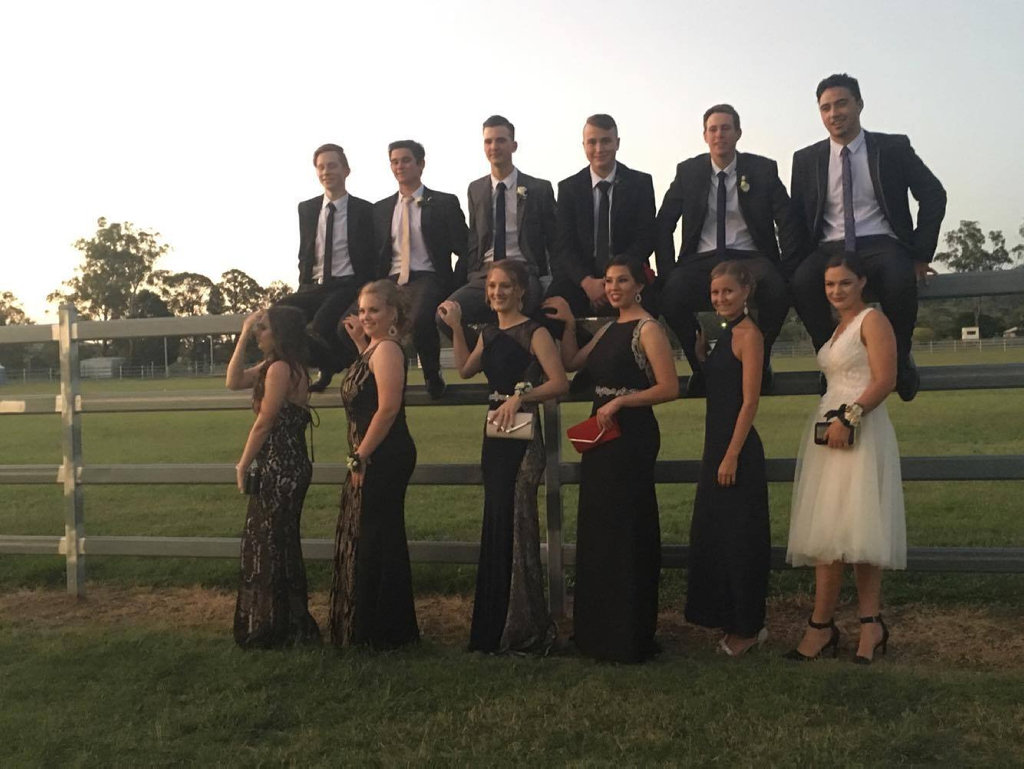 FRIENDS: (above) Tyson Wintzloff, Glen Webster, Ben Rea, Joseph Cooke, Justine Elkins, Nathan Godsat, (below) Marnie Topping, Brianna Rea, Megan Maguire, Isabella Chong, Sammi Topp and Charlotte McNamee get together to celebrate.