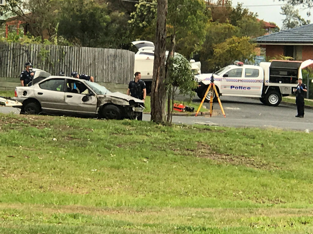 TRAGIC: Police at the scene of a fatal crash at Goodna on the corner of Albert St and Audrey St where a 26-year-old Redbank Plains man has died. TRAGIC: Police at the scene of a fatal crash at Goodna on the corner of Albert St and Audrey St where a 26-year-old Redbank Plains man has died.