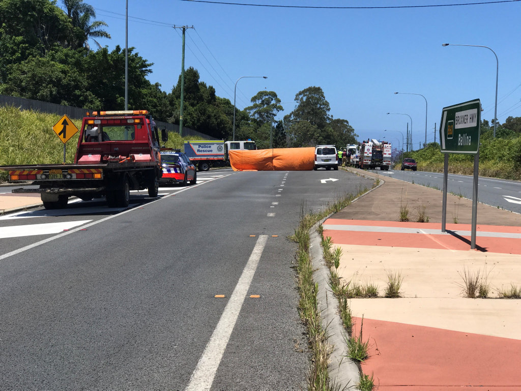 The scene of a serious crash on the Bruxner Highway at Alstonville. The scene of a serious crash on the Bruxner Highway at Alstonville.