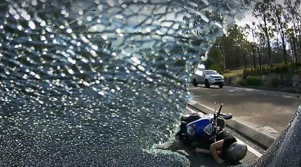 A scooter rider was lucky to survive after crashing into the back of a car at Gailes. A scooter rider was lucky to survive after crashing into the back of a car at Gailes.