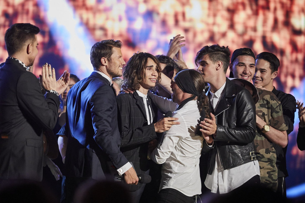 The X Factor winner Isaiah Firebrace is congratulated by his fellow contestants and judges. The X Factor winner Isaiah Firebrace is congratulated by his fellow contestants and judges.