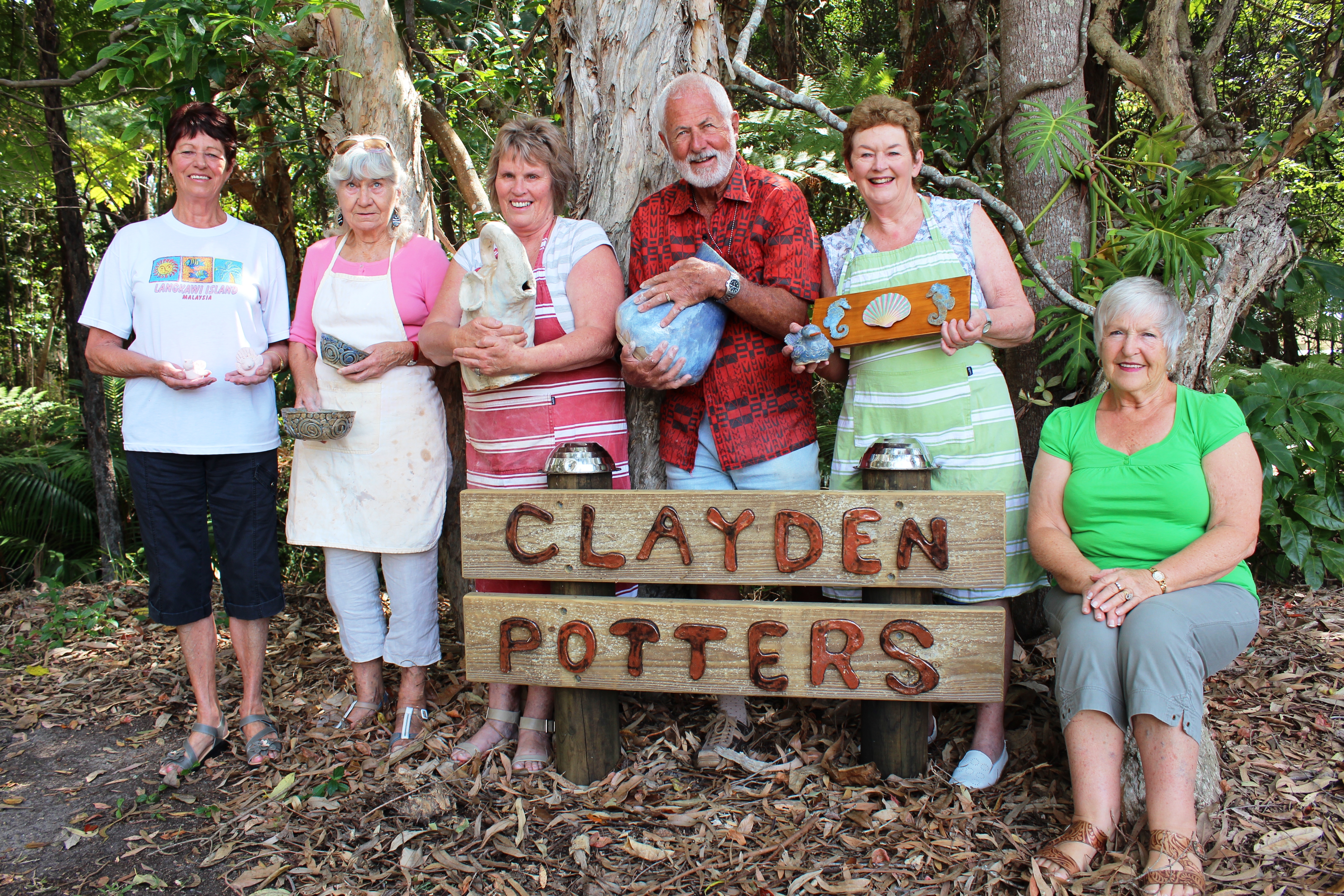 Clayden Potters members Wendy Shane, Betty Burkett, Hilary Truitt, Ian Smeeton, Shirley Linney-Barber and Evelyn Flower show off some of their ceramic creations. Clayden Potters members Wendy Shane, Betty Burkett, Hilary Truitt, Ian Smeeton, Shirley Linney-Barber and Evelyn Flower show off some of their ceramic creations.
