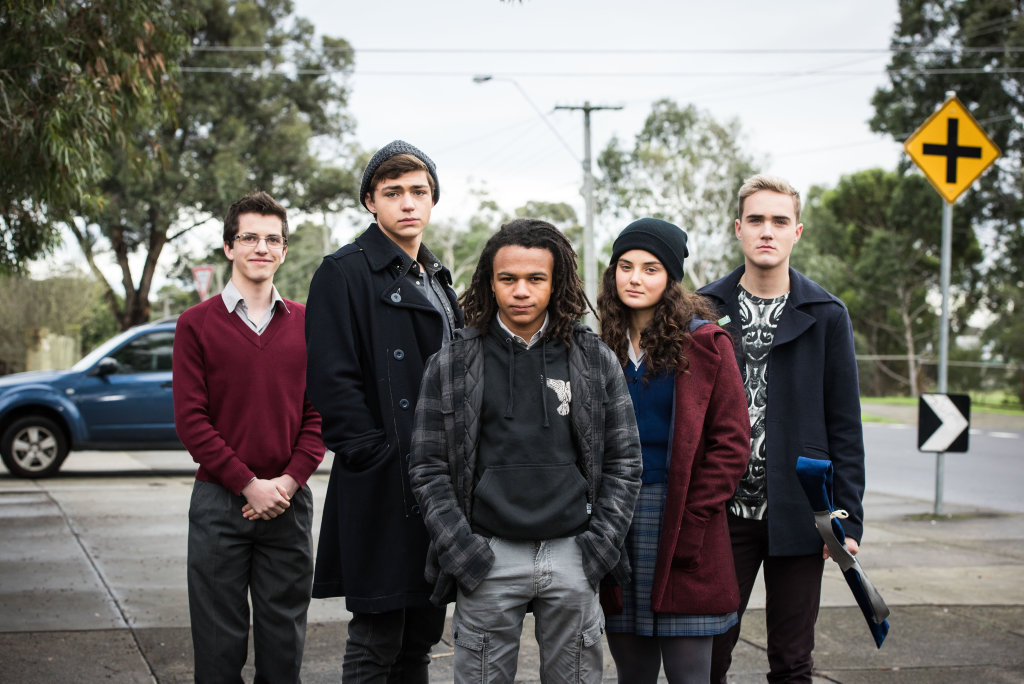 The cast of Nowhere Boys: Two Moons Rising, from left, William McKenna, Jo Klocek, Kamil Ellis, Luca Sardelis and Jordie Race-Coldrey. The cast of Nowhere Boys: Two Moons Rising, from left, William McKenna, Jo Klocek, Kamil Ellis, Luca Sardelis and Jordie Race-Coldrey.