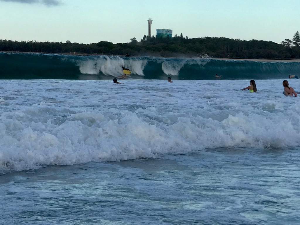 Surfers and body boarders make the most of the waves at Mooloolaba. Surfers and body boarders make the most of the waves at Mooloolaba.