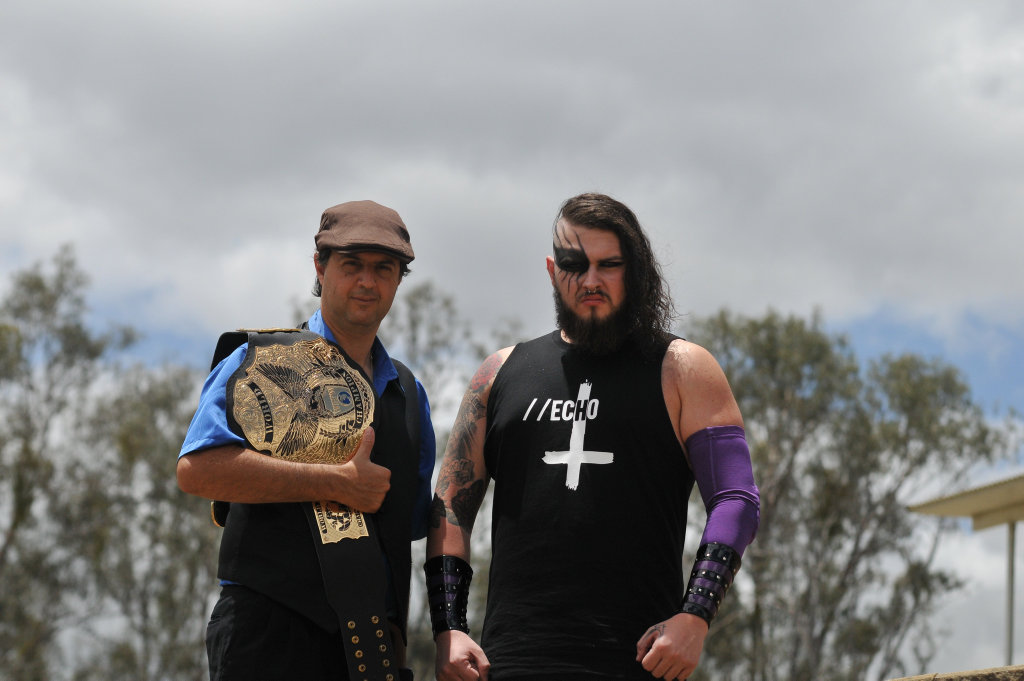 SMACK DOWN: Anthony 'The Bull' Romano (aka Anthony Puleo) holds the title belt while Casey 'Echo' Eichmann is looking to impress in his debut match. SMACK DOWN: Anthony 'The Bull' Romano (aka Anthony Puleo) holds the title belt while Casey 'Echo' Eichmann is looking to impress in his debut match.