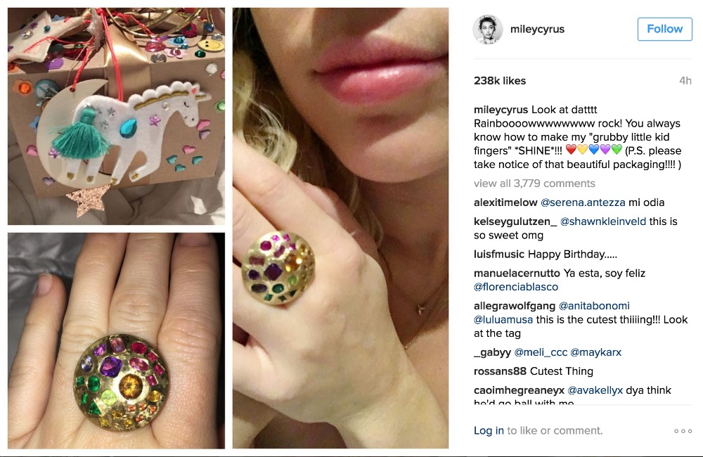Miley Cyrus' birthday gift from Instagram Miley Cyrus' birthday gift from Instagram