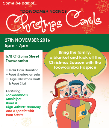 The Toowoomba Hospice will start the Festive Season for the Toowoomba Region on Sunday 27th November at the Hospice in O’Quinn Street