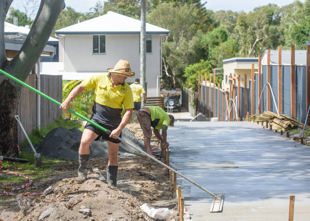 Former Parramatta Eels player and now Grafton Ghosts captain coach Danny Wicks works on a concreting job in Yamba. Former Parramatta Eels player and now Grafton Ghosts captain coach Danny Wicks works on a concreting job in Yamba.
