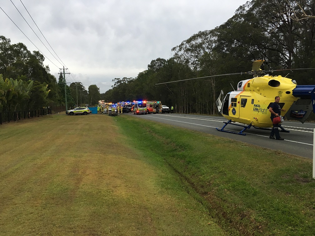 The fatal crash at Landsborough that claimed the life of one Coast woman. Photo Careflight The fatal crash at Landsborough that claimed the life of one Coast woman. Photo Careflight