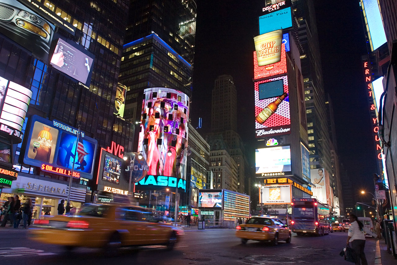 The One Times Square billboard. The One Times Square billboard.